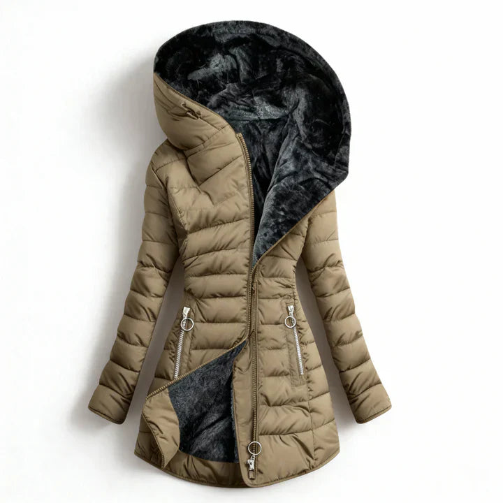 Manteau matelassé imperméable en cachemire à capuche