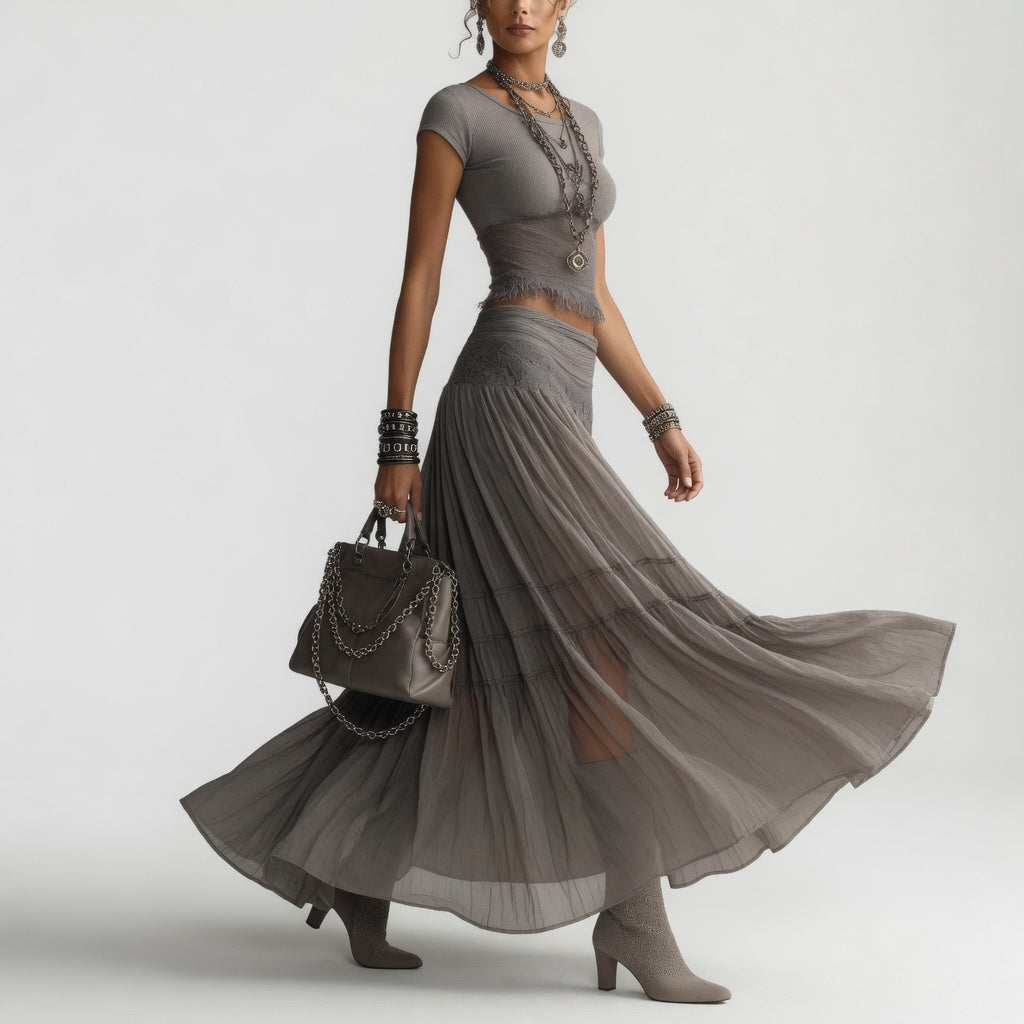 Griseline — Ensemble voile fluide gris poétique élégance éthérée