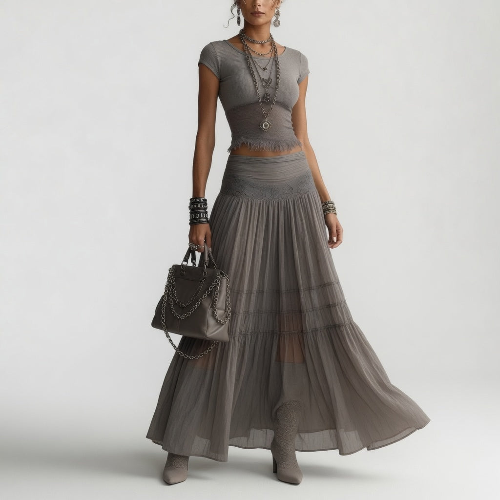 Griseline — Ensemble voile fluide gris poétique élégance éthérée