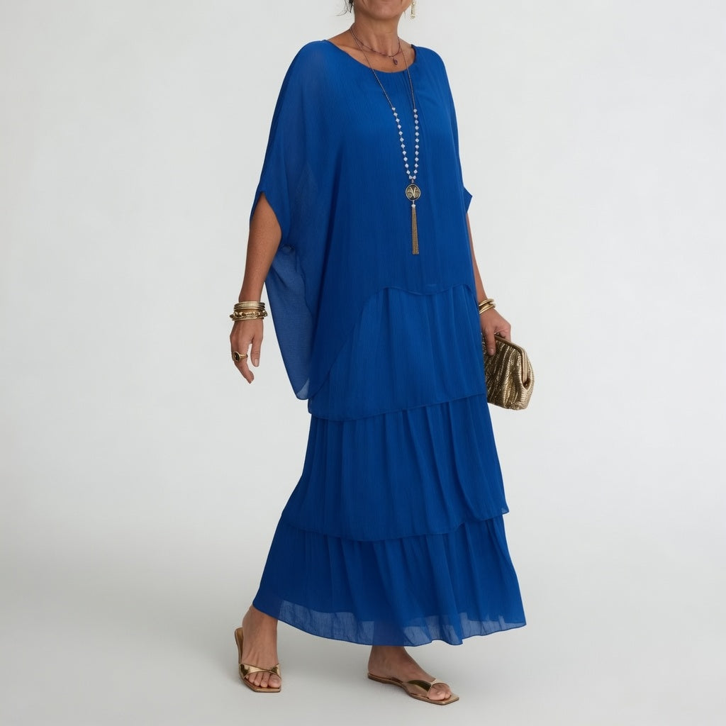 Émeline — Robe maxi fluide à volants bohème