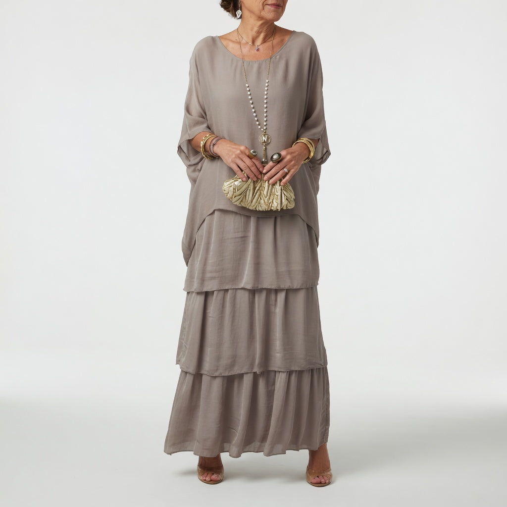 Émeline — Robe maxi fluide à volants bohème