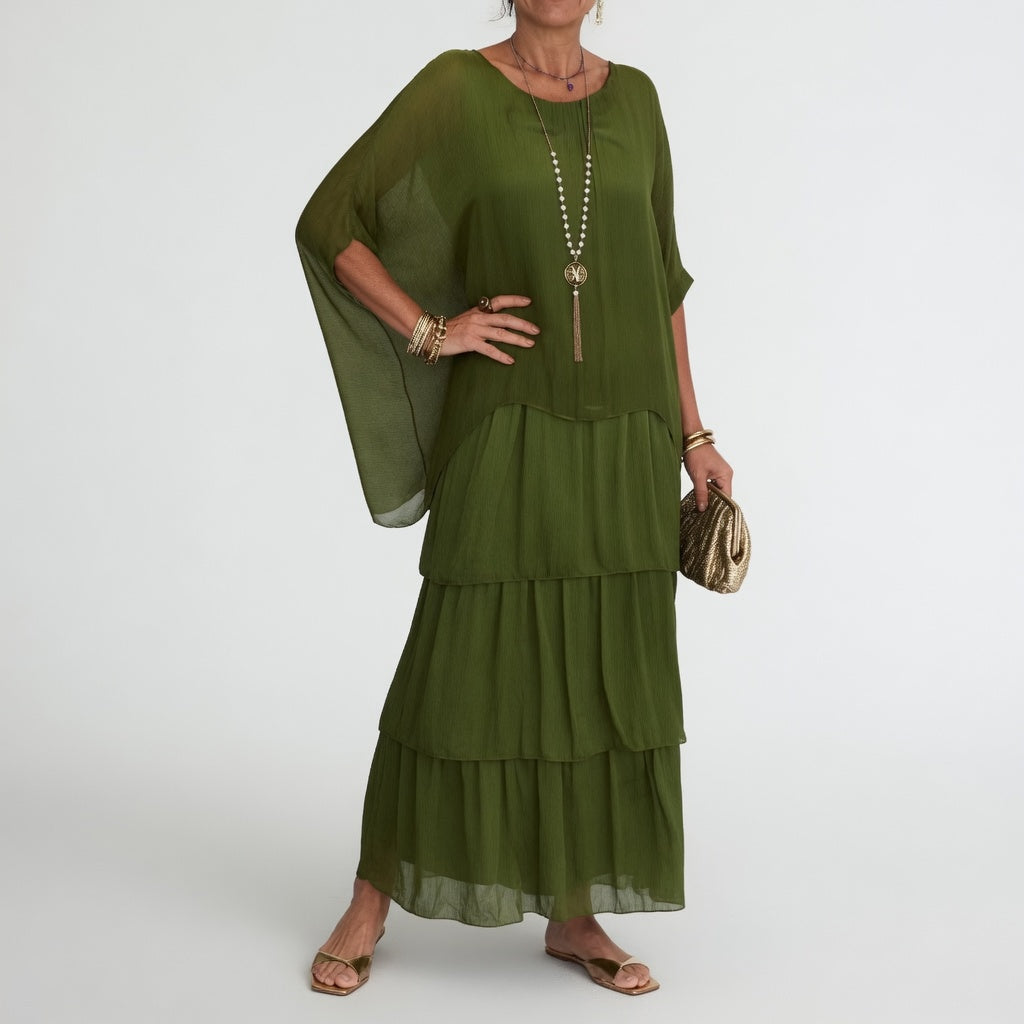 Émeline — Robe maxi fluide à volants bohème