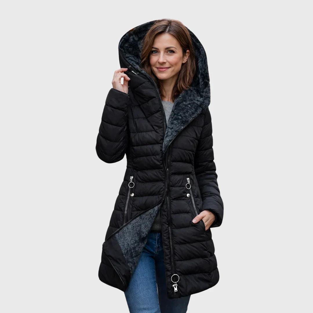 Manteau matelassé imperméable en cachemire à capuche