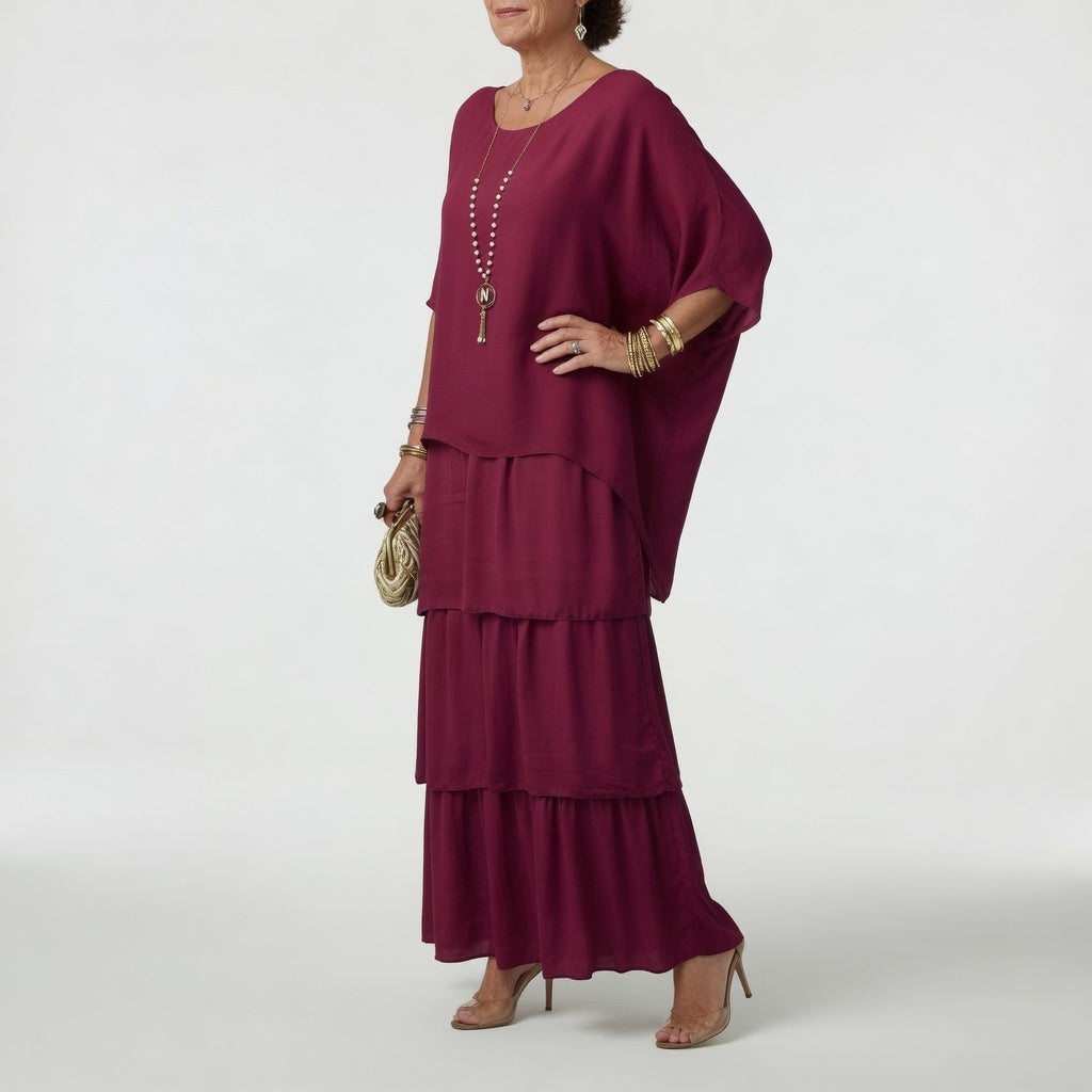 Émeline — Robe maxi fluide à volants bohème