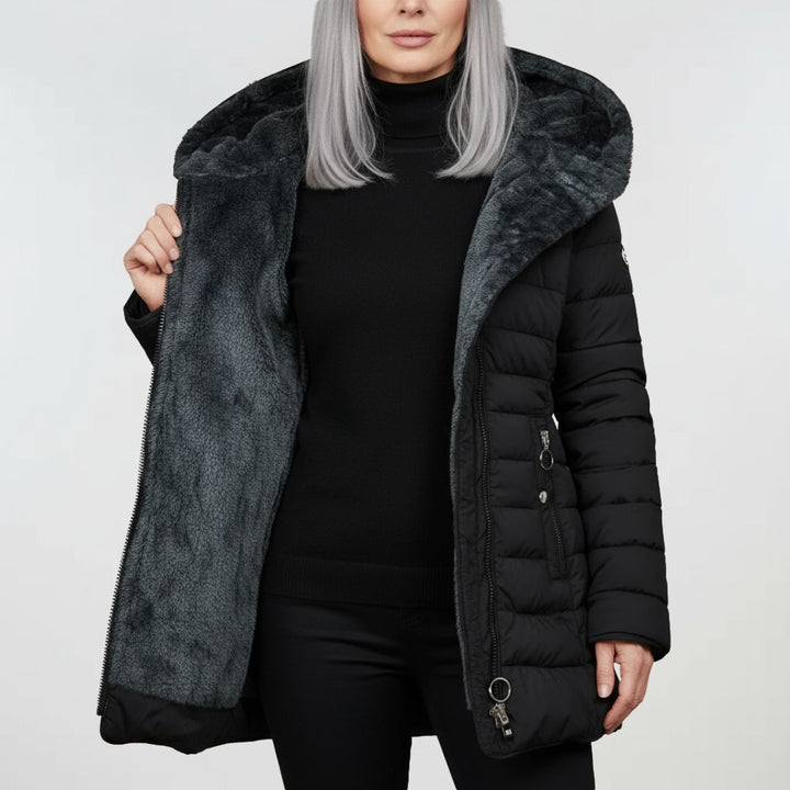 Manteau matelassé imperméable en cachemire à capuche