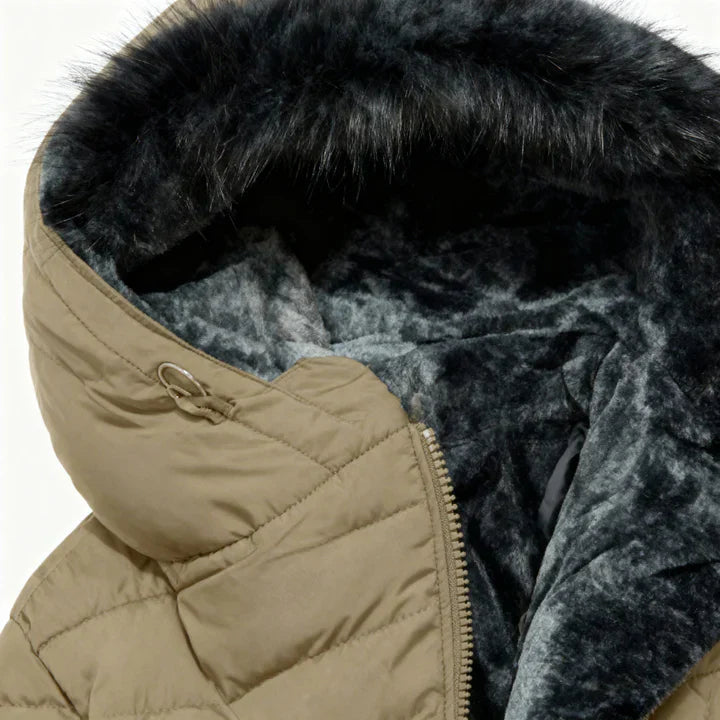 Manteau matelassé imperméable en cachemire à capuche
