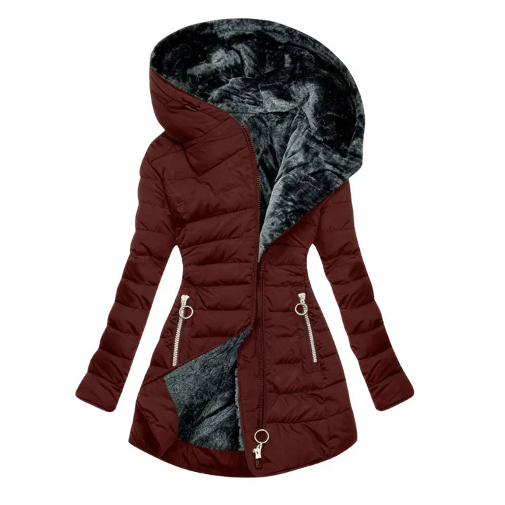 Manteau matelassé imperméable en cachemire à capuche