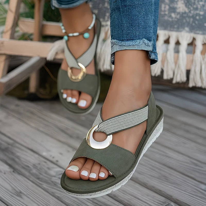 Luna | Sandales Anneau Doré · Confort Ergonomique, Style Naturel